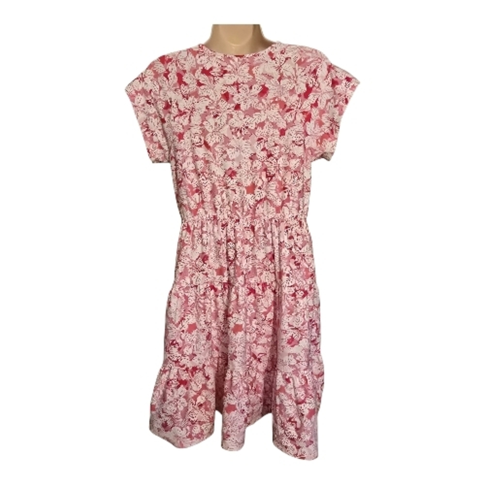 NOBO No Boundaries Pink Floral Tiered Mini Dress L (11-13) V-Neck Casual - Picture 4 of 15